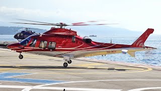 Busy trafic heliport Monaco  Airbus H130  Leonardo AW109  Eurocopter EC130  AS350 Ecureuil [upl. by Otreblif]