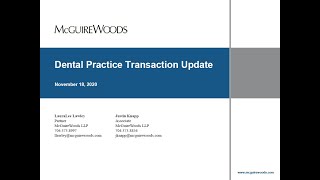 Dental Practice Transaction Update [upl. by Muns]