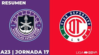 Resumen  Mazatlán vs Toluca  Liga BBVA MX  Apertura 2023  Jornada 17 [upl. by Amabel]