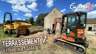 TERRASSEMENT EXTÉRIEUR du garage et extension  EP31  rénovation [upl. by Neersin]