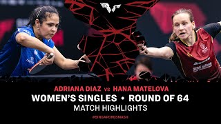 Adriana Diaz vs Hana Matelova  WS R64  Singapore Smash 2024 [upl. by Nosidam]