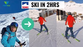 HOW TO SKI in 2 hours  LIVE Beginner Ski Lesson TIGNES Snowboarder To Skier Outake At End [upl. by Noemis]