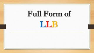 Full Form of LLB  Did You Know [upl. by Kim]