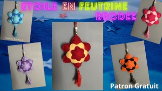 coudre et broder une étoile en feutrine avec gland couture amp broderie facile [upl. by Asum]