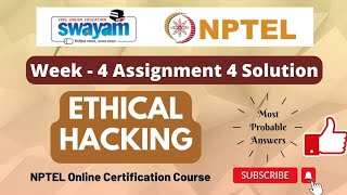 Ethical Hacking NPTEL Assignment 4 week 4 Answers 2024 nptel [upl. by Spatz]