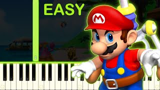 Super Mario Sunshine  Delfino Plaza  EASY Piano Tutorial [upl. by Ynaffets867]