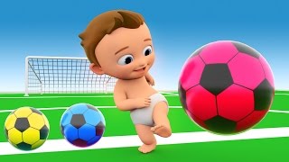 Soccer Game Play by Little Baby with Soccer Balls to Learn Colors for Children  3D Kids Learning [upl. by Aihsenek]