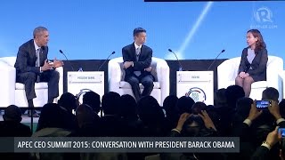 APEC CEO SUMMIT 2015 Obama hosts panel with Alibaba CEO and PH scientist [upl. by Pliske]