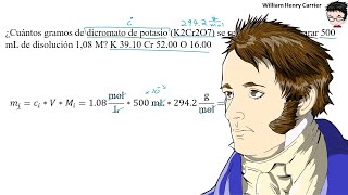 Calcular 𝐦𝐚𝐬𝐚 de K2Cr2O7 para preparar 500 mL a 108 molar á𝐥𝐠𝐞𝐛𝐫𝐚 [upl. by Tonl]