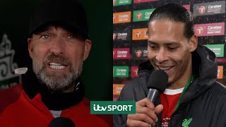 We have a BROMANCE  Jurgen Klopp and Virgil van Dijk after Liverpools Carabao Cup win [upl. by Ahsen]