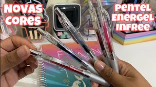 TESTANDO AS NOVAS CORES DA CANETA PENTEL ENERGEL INFREE  A MELHOR CANETA GEL PEN TEST [upl. by Arvy]