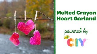 DIY Melted Crayon Heart Garland  Crayola CIY Create It Yourself [upl. by Lusty]