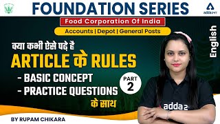 FCI Recruitment 2022  Article Rules  Basic Concept Part  2  English by Rupam Chikara [upl. by Eleik479]