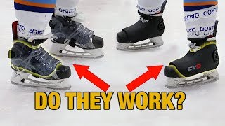 High impact slap shot hockey skate protectors  Skate Fender vs CF9 review [upl. by Paola]