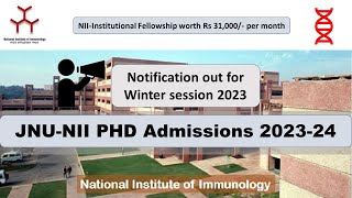 National Institute of Immunology NII PHD Admission 20232024 [upl. by Kant747]