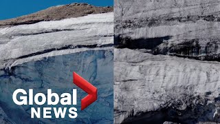 Aerial video shows closeup of Italian glacier collapse that killed at least 10 [upl. by Dymphia]