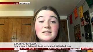 Edexcel leaked A Level Maths paper BBC News coverage Mary [upl. by Eanad]