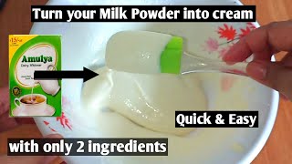 Homemade Cream with Milk powder 2  Homemade Fresh cream recipe  cream using milk powder 2021 [upl. by Cogen]