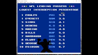 Tecmo Super Bowl Com Season Regular Season NFL Leaders And Team Rankings [upl. by Duane]