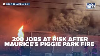 Massive fire at Maurices Piggie Park leaves 200 without work [upl. by Aleydis28]