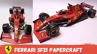 How to make Ferrari SF21 from paper  F1 car Paper craft [upl. by Elrak]