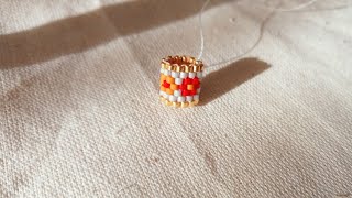 Peyote Stitch Flowers Tubular Ring Tutorial with Miyuki Beads  Odd Count [upl. by Sirahs]