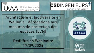 Biodiversité en Wallonie  dérogations aux mesures de protection des espèces Webinaire UWA [upl. by Duwe]