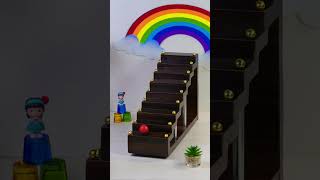 Satisfying Wooden Balls Stairs Climb Relaxing 🌈🪩shorts reversevideo [upl. by Yeldoow]