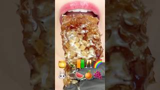 ASMR EMOJI FOOD 🍯🍾🟧🟩🥂🌈🐰🦔🍉🍊🍇 이모지 먹방 sped up [upl. by Flynn806]