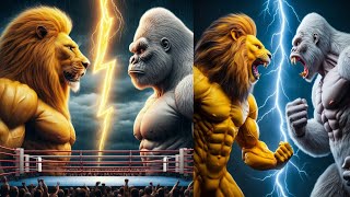 The Boxing Yellow Lion Vs White King Kong catlover cutecat CatAIcute [upl. by Theta]