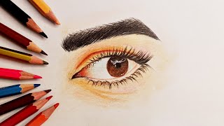 Drawing eyes and eyebrows with colored pencils [upl. by Anicnarf]