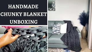 Handmade Chunky Weighted Throw  Chunky Knit Blanket Review [upl. by Otrebliw]