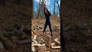 🪓Chopping Wood is Therapeutic👩‍⚕️axe logsplitter shorts fun diy homestead trending outdoors [upl. by Alenson]