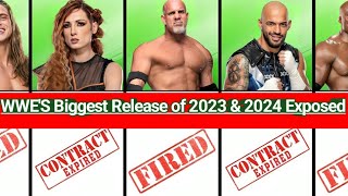 WWE Fired Superstars List 2024  WWEs BIGGEST Releases of 2023 and 2024 EXPOSED  Data Comparison [upl. by Gasparo]