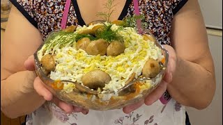 Слоеный салат с курицей и грибами [upl. by Deehan]