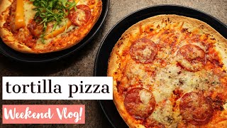 TORTILLA PIZZA RECIPE CHEAP amp HEALTHY  WEEKEND VLOG [upl. by Ayatal]