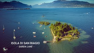 Isola di San Biagio dei Conigli  Garda Lake  DRONE 4K [upl. by Sekofski]