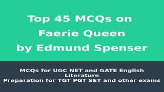 Most Important MCQs on The Faerie Queene by Edmund Spenser [upl. by Esil177]