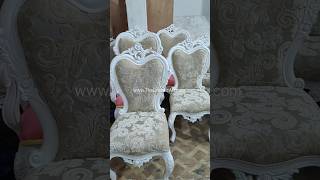 Wooden stylish dining chairs with flowers luxury upholstery  carved furniture Saharanpur shorts [upl. by Kessiah]