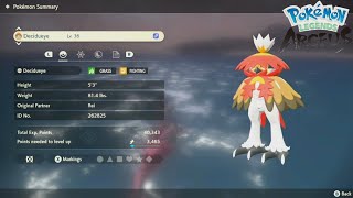 Pokémon Legends Arceus  Dartrix Evolve into Decidueye Hisui Form [upl. by Hew509]