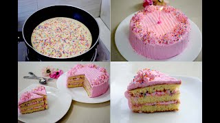 ফ্রাইপ্যানে তৈরী জন্মদিনের কেক  Birthday Cake In Fry Pan  Cake Without Oven [upl. by Klotz732]