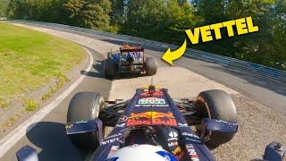 Vettel Vs Coultard F1 Car Race Around Full Nurburgring [upl. by Goerke]