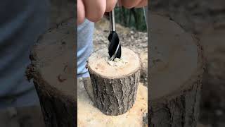 Making a Decorative Candle with a Log Piece Natural Camp Lighting [upl. by Helaine]