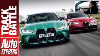 2021 BMW M3 Competition vs Alfa Romeo Giulia Quadrifoglio Steve Sutcliffe Track Battle [upl. by Truman]