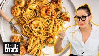 Spicy Garlic Shrimp Spaghetti  Marions Kitchen [upl. by Edak]