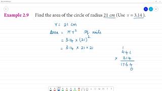 Class 7 TN Maths Term II 2 MEASUREMENT Example 29 Find the area of the circle of radius 21 cm [upl. by Legnaleugim]