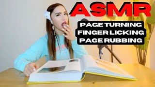 ASMR  PAGE TURNING FINGER LICKING AND PAGE RUBBING 🥰🥱💤 [upl. by Tillie]