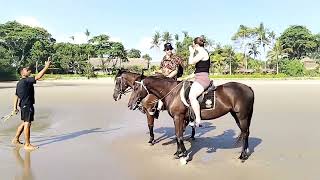 so wonderful couple riding horses at mesari stables in bali at seminyak beach [upl. by Rodl]