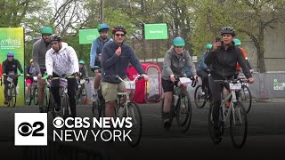 Five Boro Bike Tour brings cyclists to NYC from all over the world [upl. by Phi]