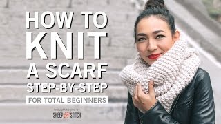 How to Knit a Scarf for Beginners Step By Step [upl. by Anirtak867]